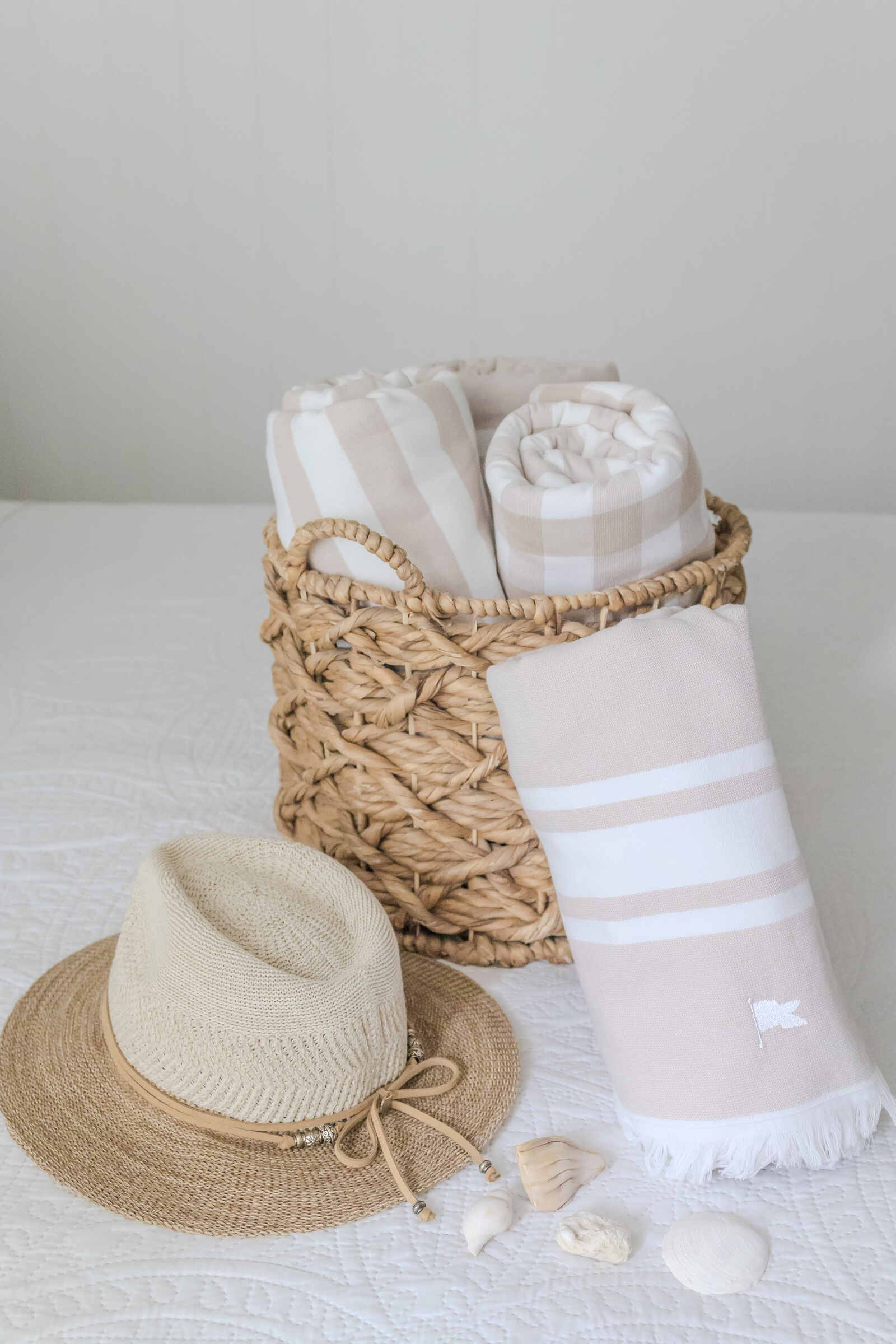 Luxury High-End Beach Towel Cotton Turkish Organic Stripe Gingham