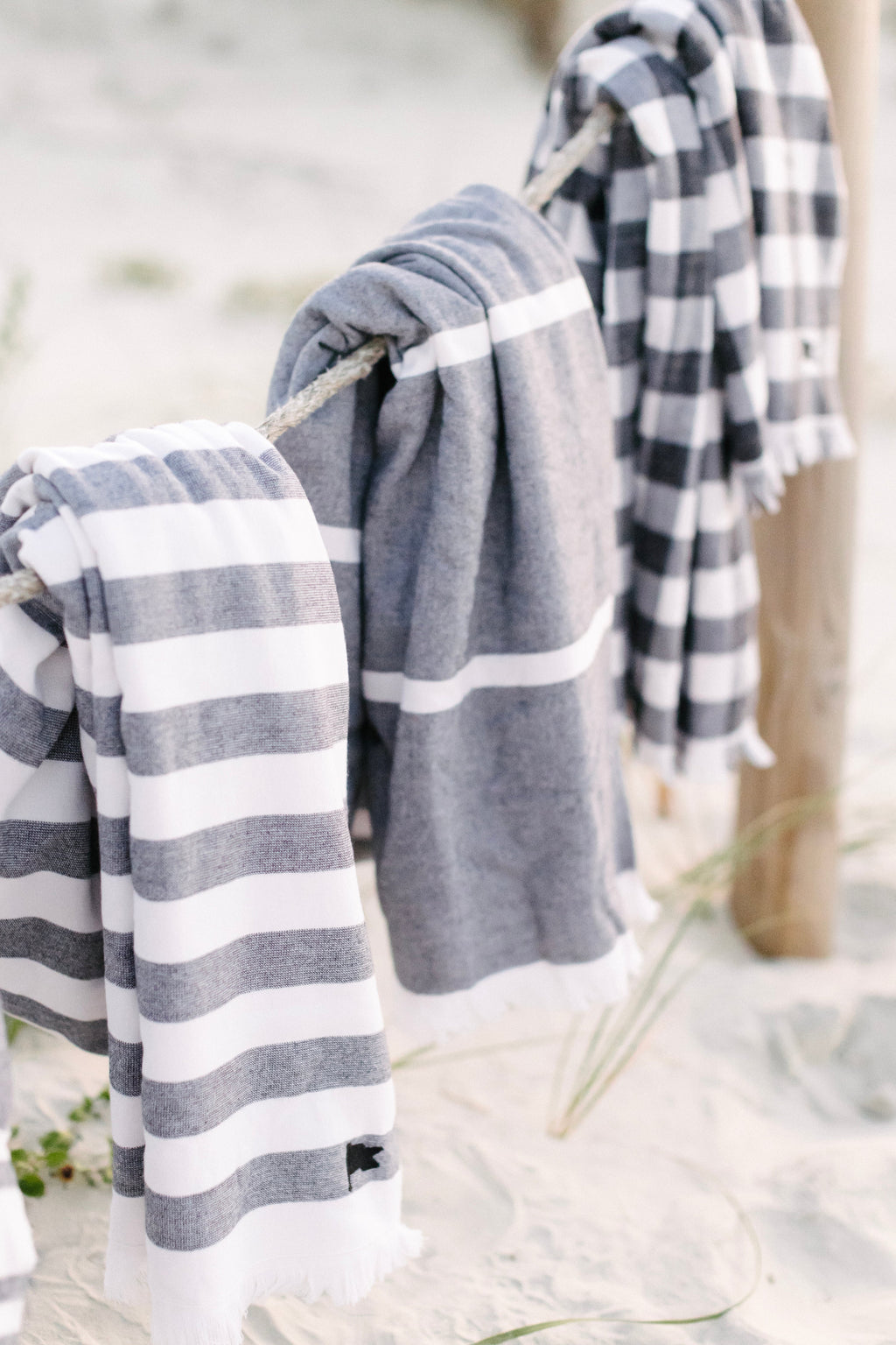 black and white beach towels, Turkish peshteri towels, gingham, stripe
