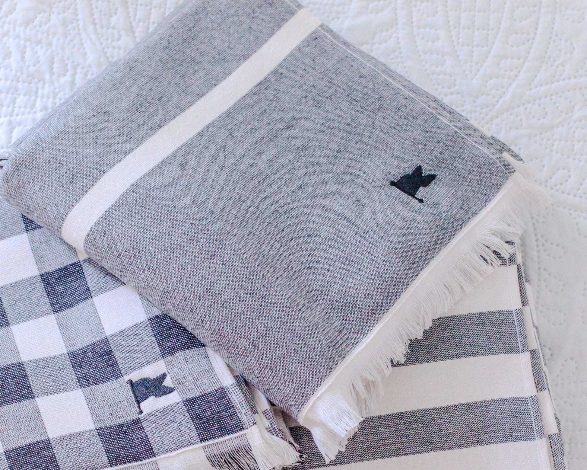 black and white striped beach towels