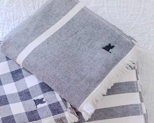 black and white striped beach towels