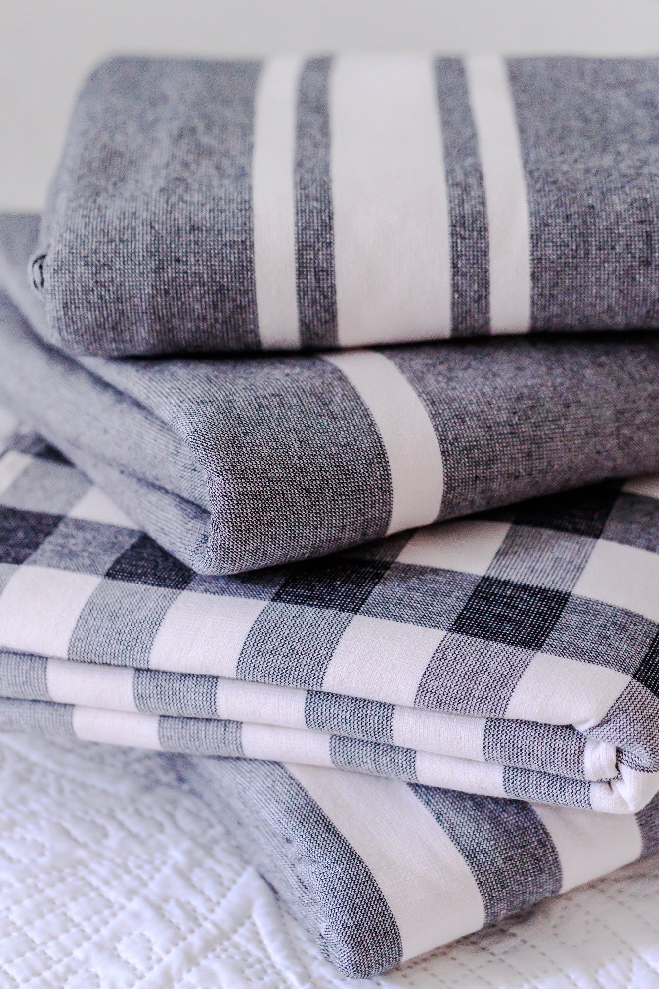 black and white beach towels, Turkish peshteri towels, gingham, stripe