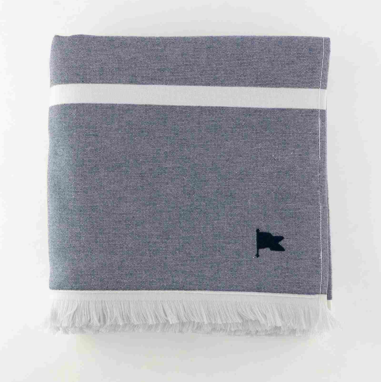 Banner Beach Towel Barcelona Turkish Luxury Thin Softest Terry Organic Cotton Navy Stripe