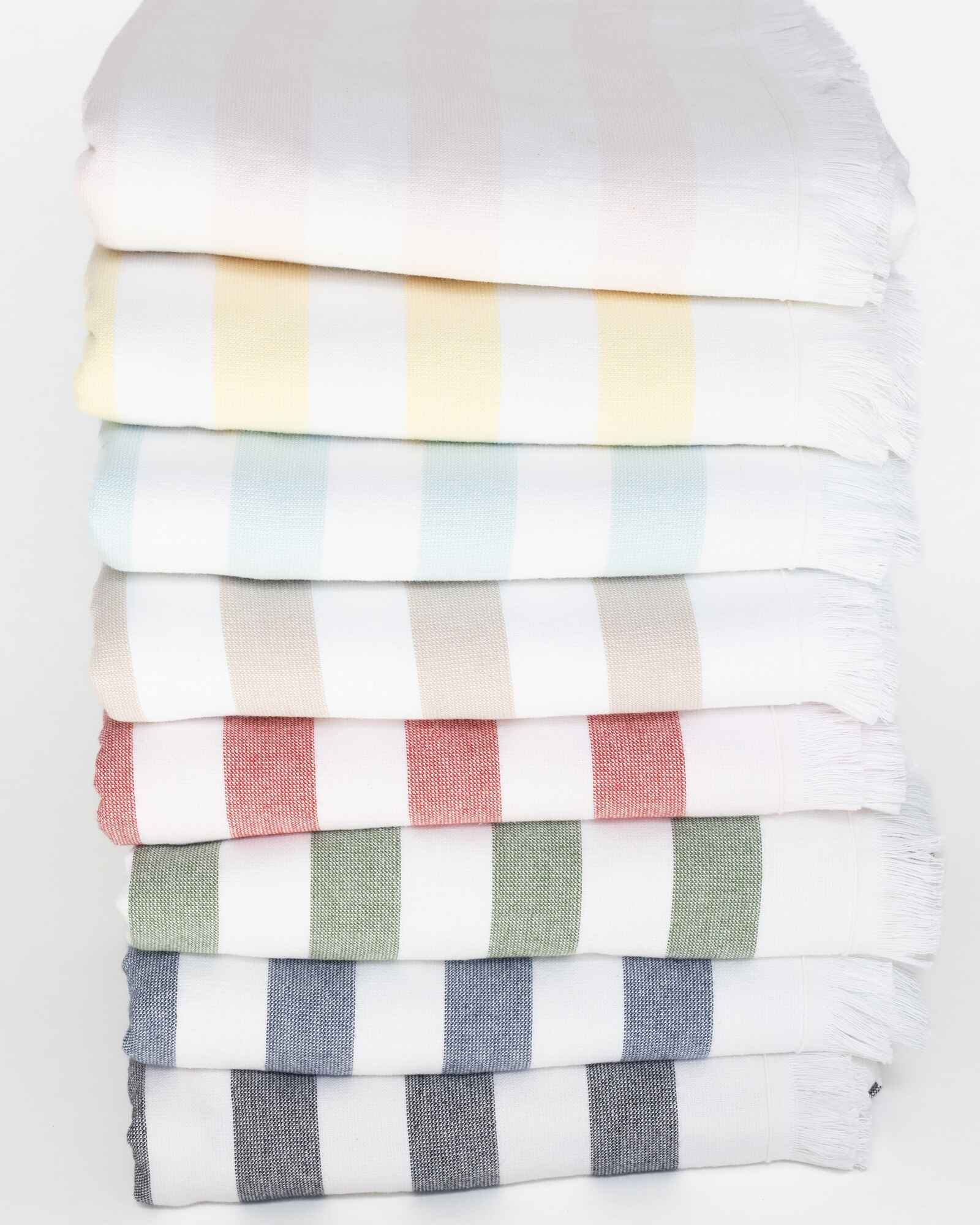 Banner Beach Towel Organic Cotton Luxury Stripe Carlsbad Two-Sided Thin Cute Designer Matching Set Decor Home Striped Pool Fringe Mix and Match Pink Yellow Light Blue Tan Red Green Navy Black