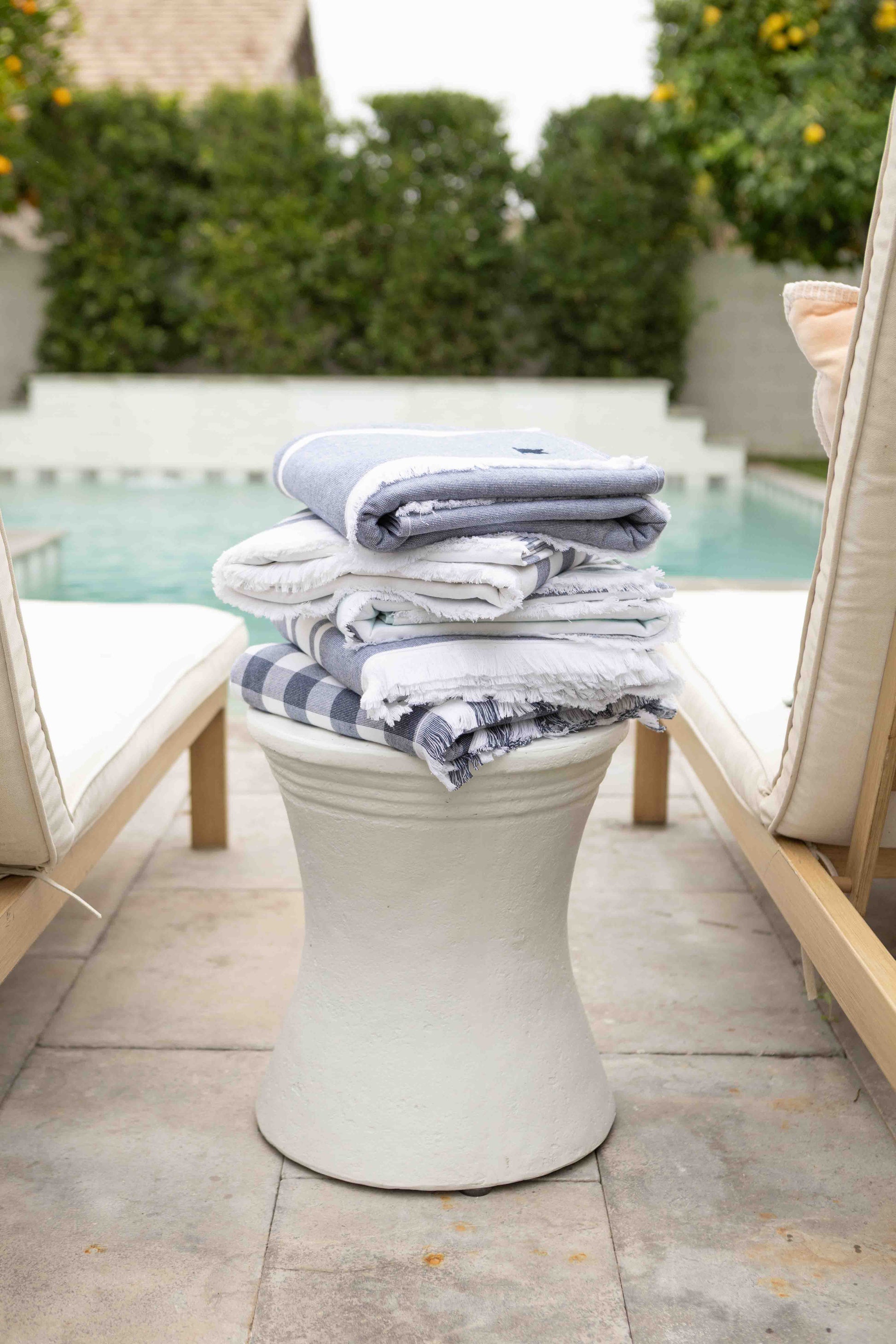 navy matching towels gingham stripe Turkish Banner