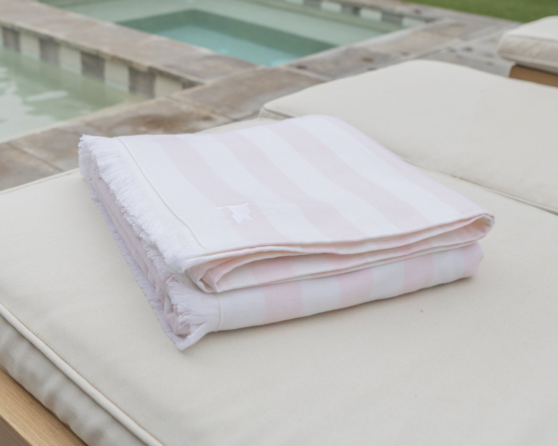 pink and white stripe turkish beach towel
