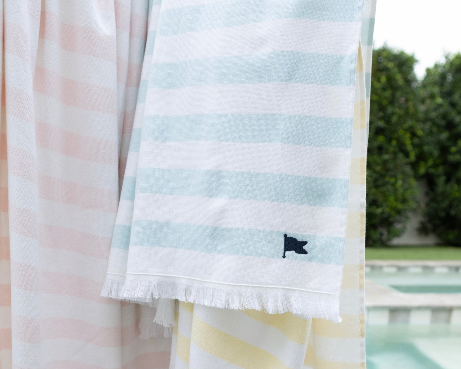 Striped beach towel Turkish blue & white