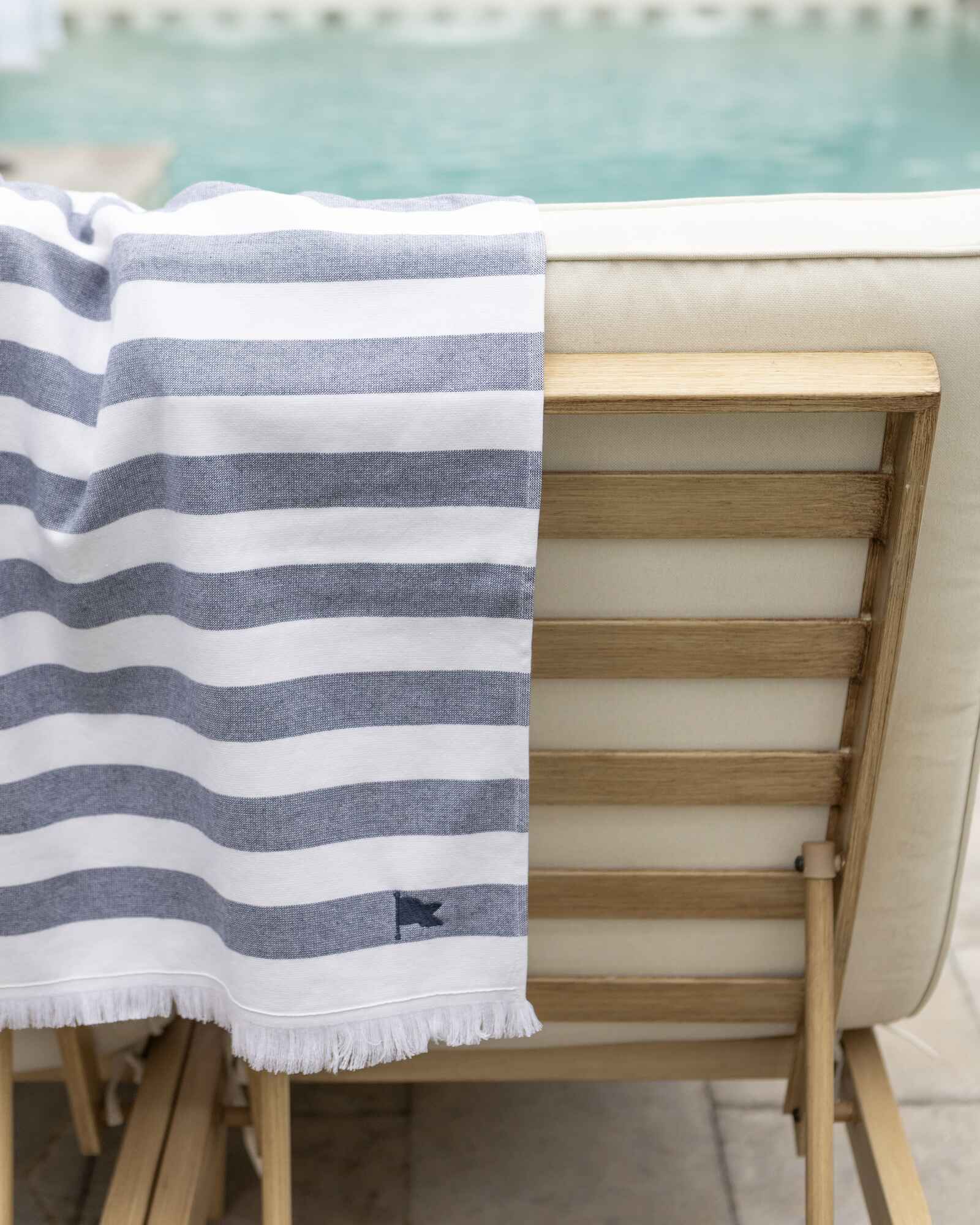 Banner Beach Towel Organic Cotton Luxury Stripe Carlsbad Two-Sided Thin Cute Designer Matching Set Decor Home Striped Pool Fringe Mix and Match Beige Tan Sand