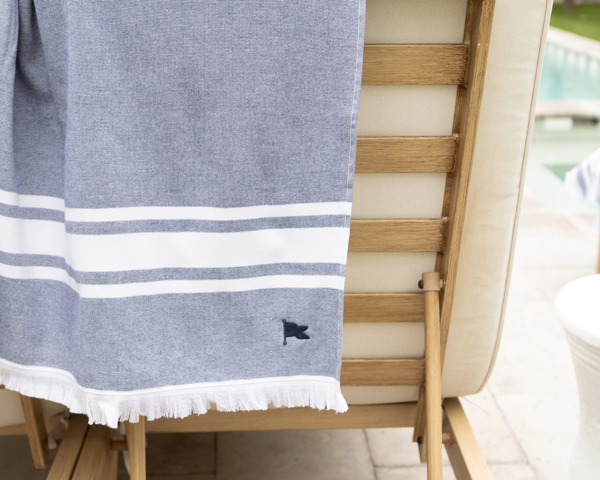 Blue designer beach towel Turkish cotton