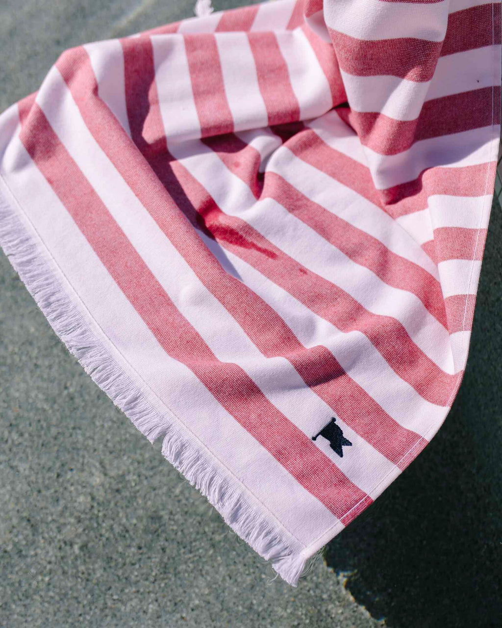 Banner Beach Towel Organic Cotton Luxury Stripe Carlsbad Two-Sided Thin Cute Designer Matching Decor Home Home Pool fringe Red