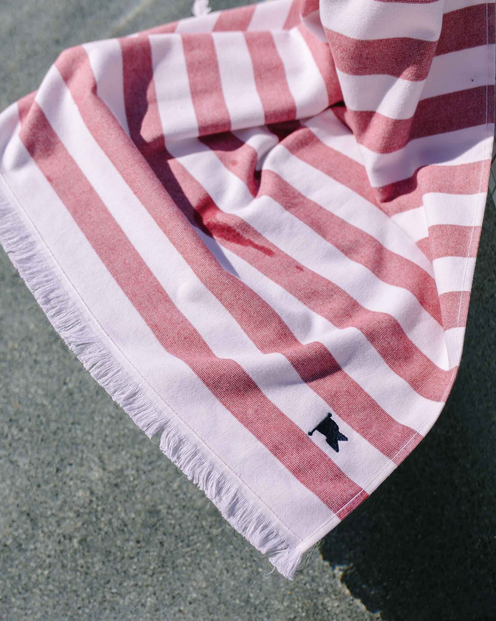 Banner Beach Towel Organic Cotton Luxury Stripe Carlsbad Two-Sided Thin Cute Designer Matching Decor Home Home Pool fringe Red