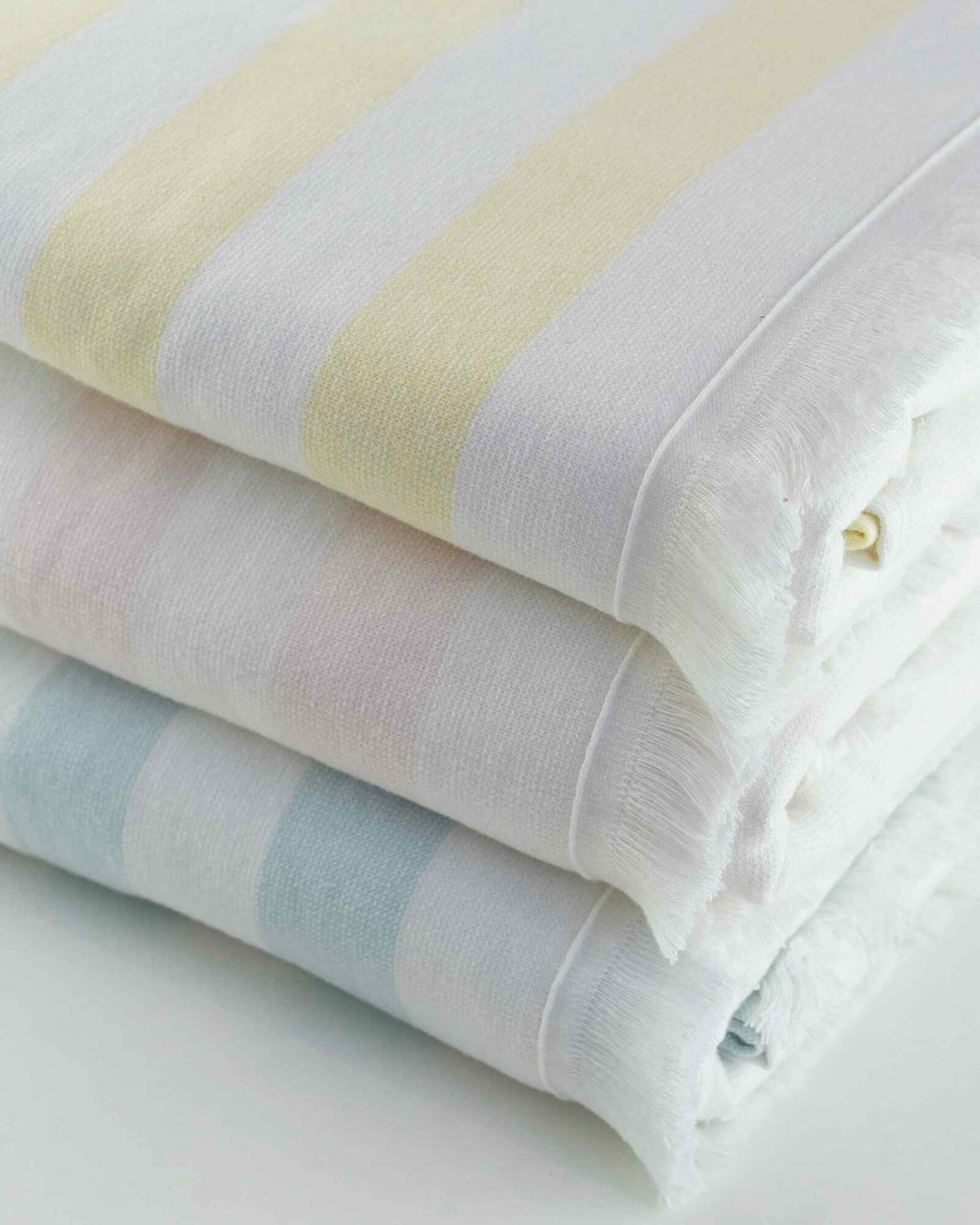 Banner Beach Towel Organic Cotton Luxury Stripe Carlsbad Two-Sided Thin Cute Designer Matching Set Decor Home Striped Pool Fringe Mix and Match Pastel Towels Yellow Light Blue Pink Baby Shower