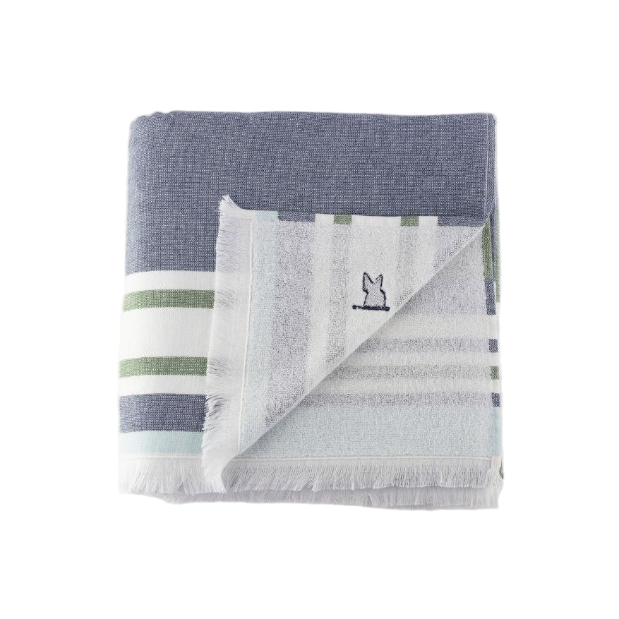 The Tulum Beach Towel folded back to show the soft terry side