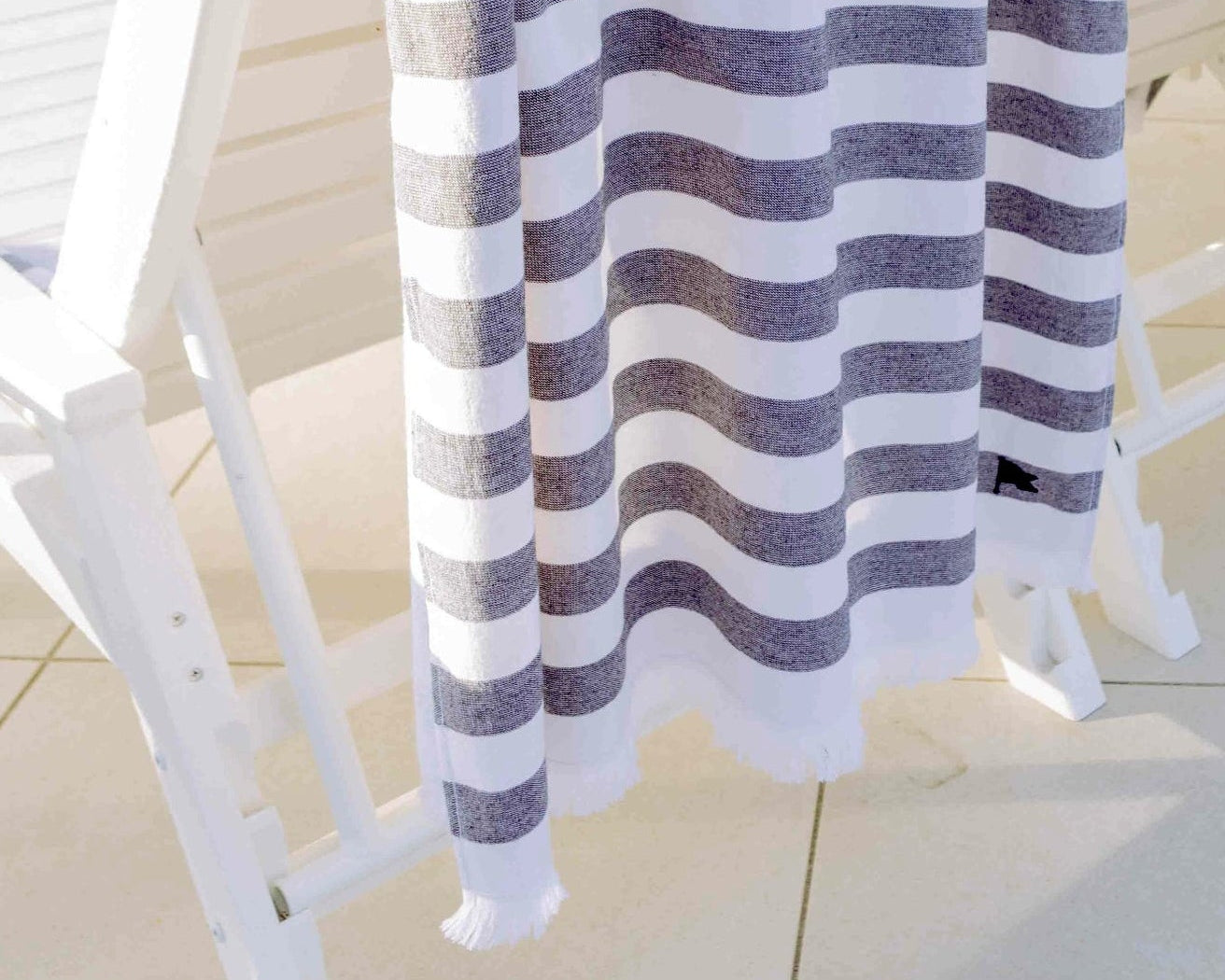 Black and white stripe designer Turkish beach cotton towel Banner Beach